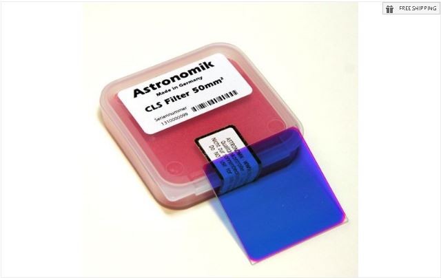 ASTRONOMIK CLS LIGHT POLLUTION FILTER - 50MM SQUARE UNMOUNTED